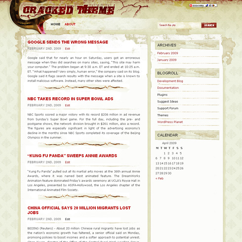 Cracked WordPress Theme