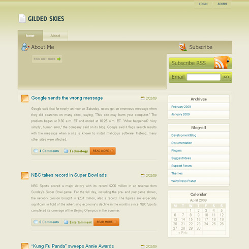 Gilded-Skies WordPress Theme