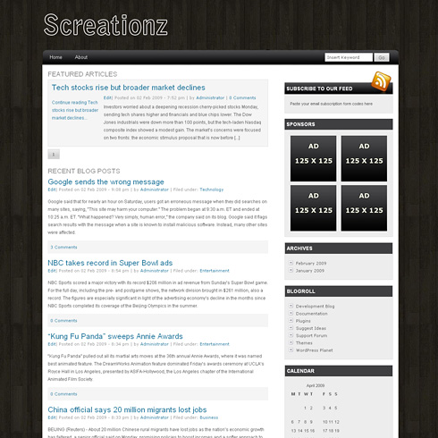 ScreationZ WordPress Theme